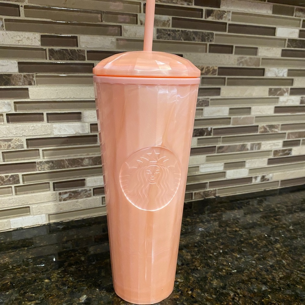 Starbucks 2021 Summer Kaleidoscope Tumbler With Dome Lid Pearl Peach 24oz
